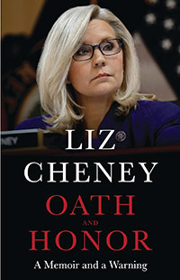 'Oath and Honor' book cover image with photo of Liz Cheney and title text