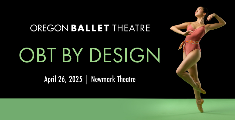 Photo of a dancer posing on an empty stage + title text