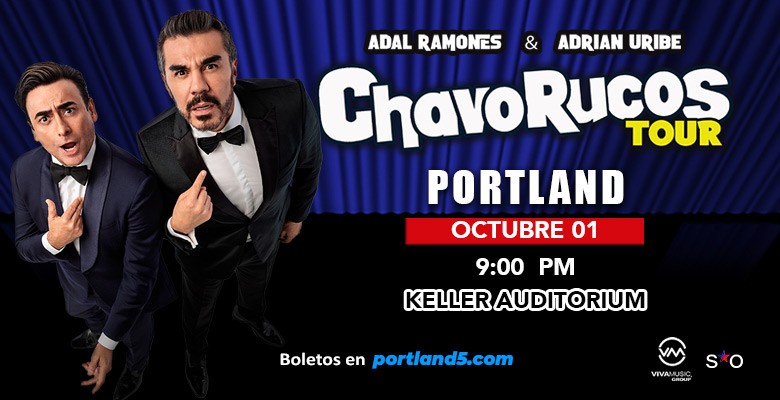 ChavoRucos image with photo of Adrián Uribe & Adal Ramones + show info in text