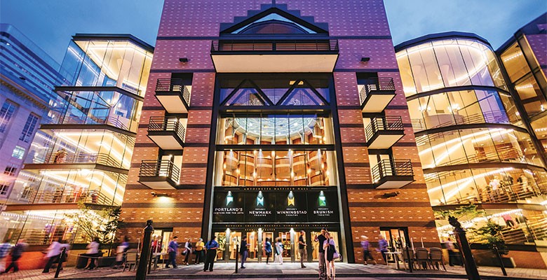 Antoinette Hatfield Hall exterior at dusk - Photo credit: Jason Quigley