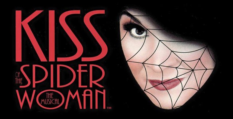 Kiss of the Spider Woman title art with image of woman's face with superimposed spider web on it