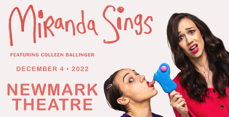 Photo of Miranda and Colleen Ballinger with text of show info