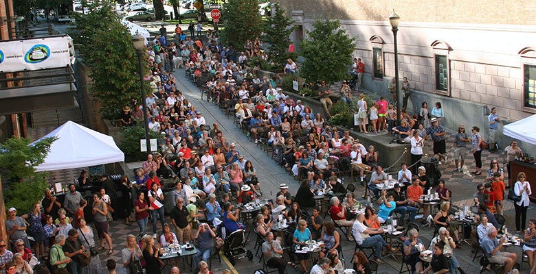 Main Street: Music on Main audience. View looking toward Park Ave.