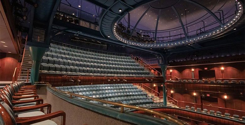 Newmark Theatre interior looking at balcony seating area from side box seats. Photo credit: Jeremy Jeziorski