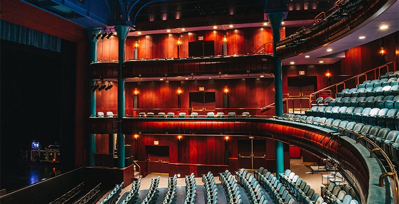 Newmark Theatre interior looking at seating area from the side. Photo credit: Jason Quigley