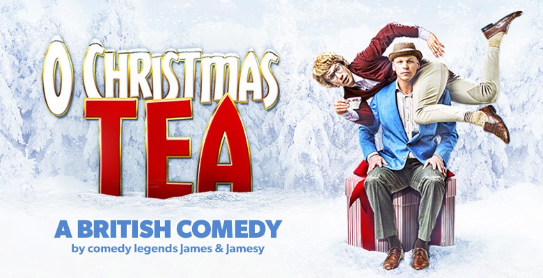 O Christmas Tea title art with James and Jamesy in a snowy scene