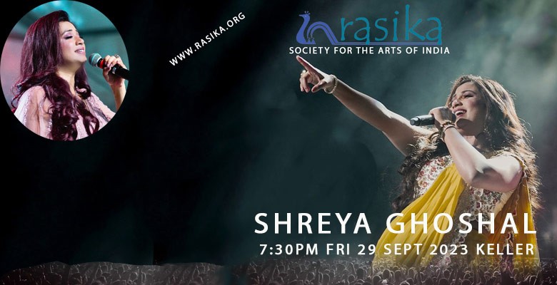 Shreya Ghoshal image with photo of Shreya singing on stage