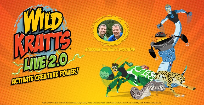 Wild Kratts Live 2.0 Activate Creature Power! image with Kratt Brothers and animal/insect characters