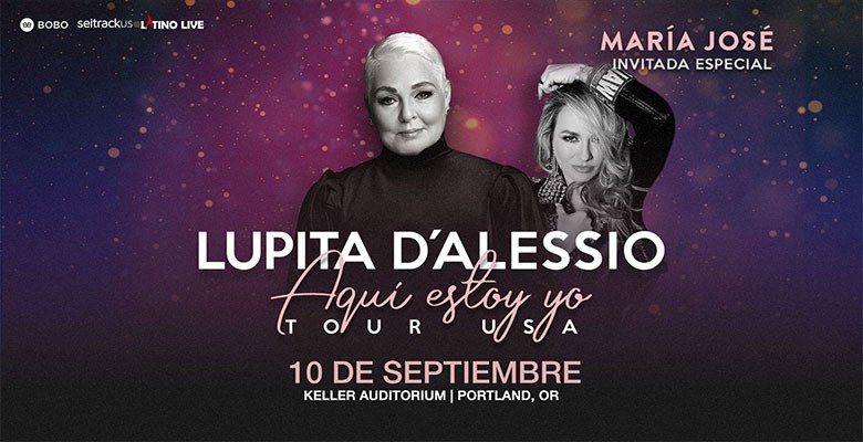 Photo of Lupita D'Alessio & Maria Jose with names and tour title in text