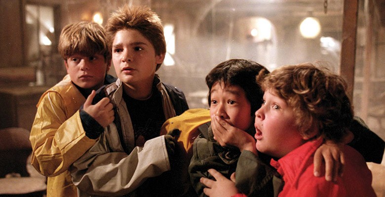 Screenshot of the four main characters in The Goonies.