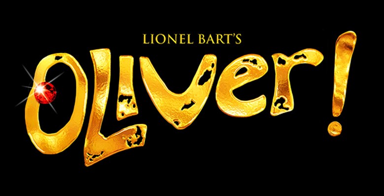 Stylized text of the word OLIVER! on a black background