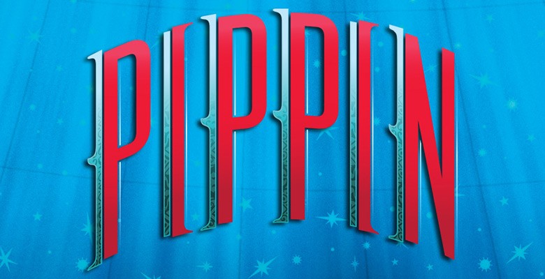 Stylized text of the word PIPPIN on a blue, sparkly background