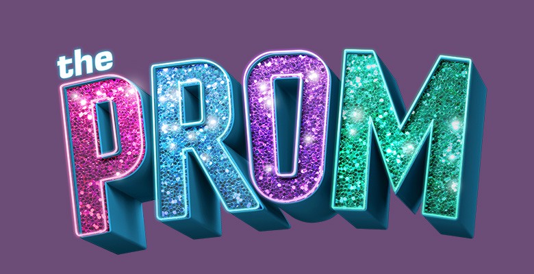 Stylized text of the words THE PROM on a purple background