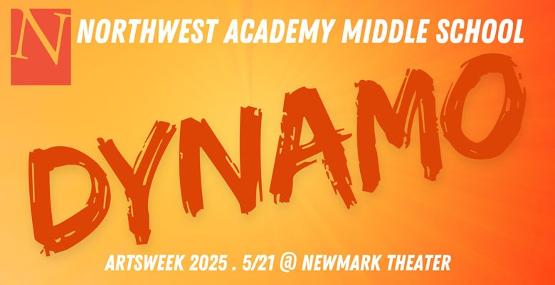 Graphic of bright colors with the word DYNAMO in large letters