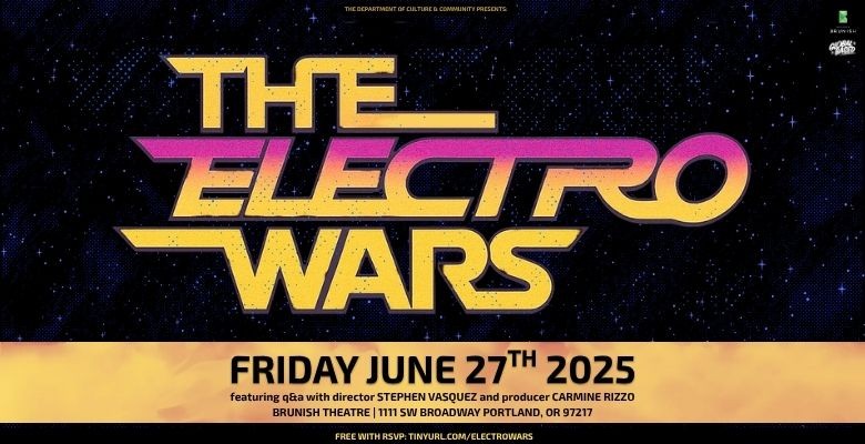 Stylized text reading THE ELECTRO WARS on a starry background 