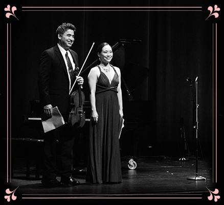 Lovefest Concert image - black & white photo of Kenji Bunch & Monica Ohuchi