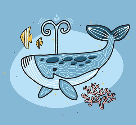 Oregon Symphony | Under the Sea image (illustration of a whale and fish)