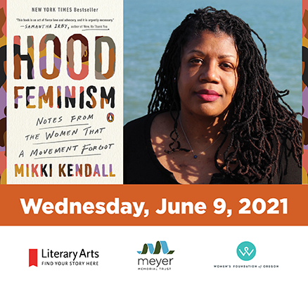 Hood Feminism (book cover image) with Mikki Kendall (photo)