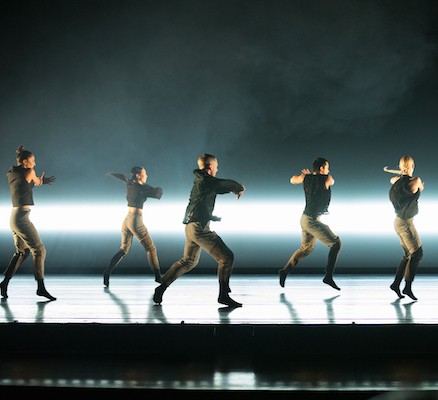 Photo of Northwest Dance Project dance company in performance. Photo by Blaine Truitt Covert