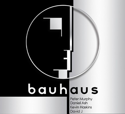 Bauhaus logo image with text of band name and band members