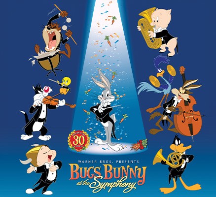 Image of Warner Bros. cartoon characters playing orchestra instruments