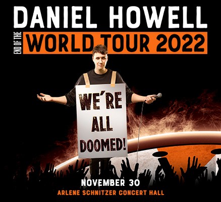 Daniel Howell We're All Doomed! Tour image - photo of Daniel & text