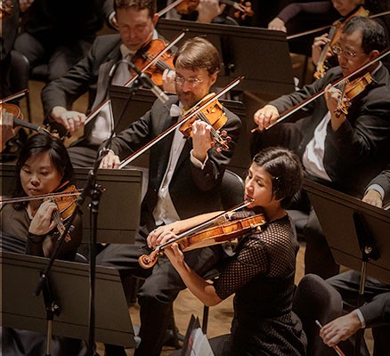 Photo of Oregon Symphony string players performing