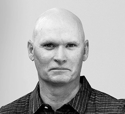 Black and white photo of Anthony Doerr