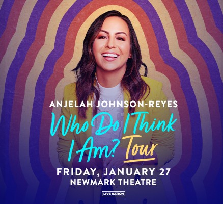 Photo of Anjelah Johnson-Reyes with her name, tour name and show info in text