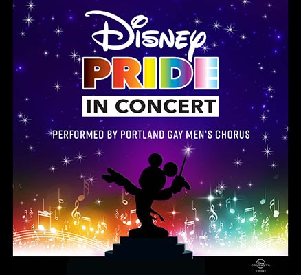 PGMC Disney PRIDE in Concert title art image: silhouette Mickey Mouse conducting