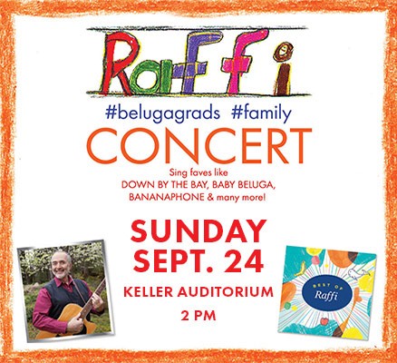 Raffi tour image with photo of Raffi and info/title art in crayon-like text
