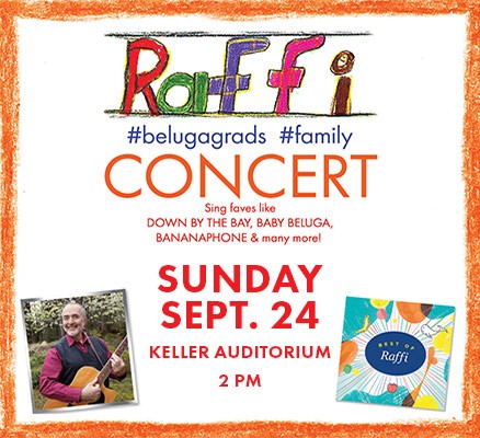 Raffi tour image with photo of Raffi and info/title art in crayon-like text