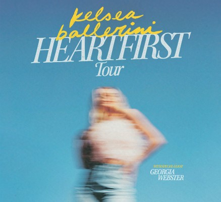 Blurry photo of Kelsea Ballerini with stylized text: Kelsea Ballerini HEARTFIRST Tour