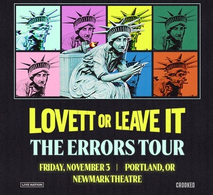 Lovett or Leave It tour image of Statue of Liberty sitting on toilet with text