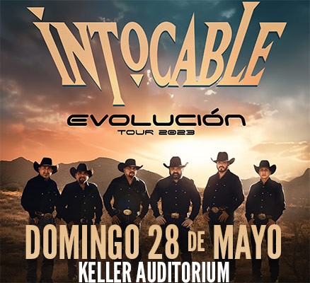 Intocable Evolución Tour 2023 image with photo of band wearing cowboy hats