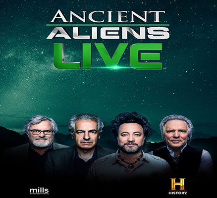 Photo of five Ancient Aliens hosts and title text