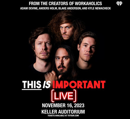 Head shot of Adam Devine, Anders Holm, Blake Anderson, and Kyle Newacheck