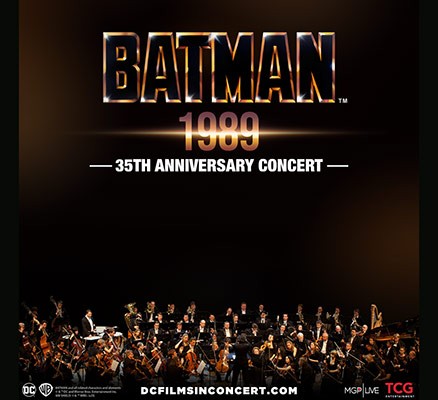 Batman 1989 title image with photo of live orchestra