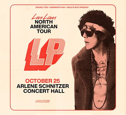 LP Love. Lines Tour image with photo of LP and name, tour, date in text