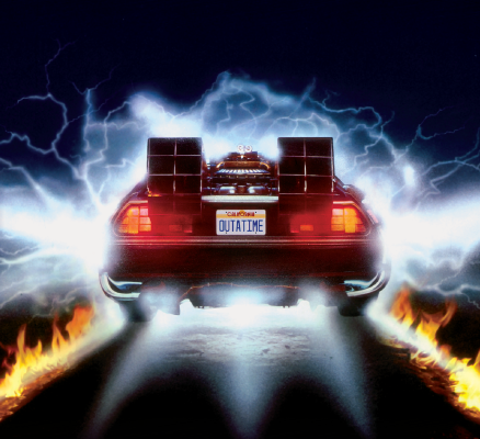 delorean from back to the future with license plate outatime