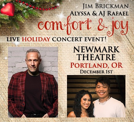 Jim Brickman Comfort and Joy concert on December 1, 2024 with Alyssa and AJ Rafael
