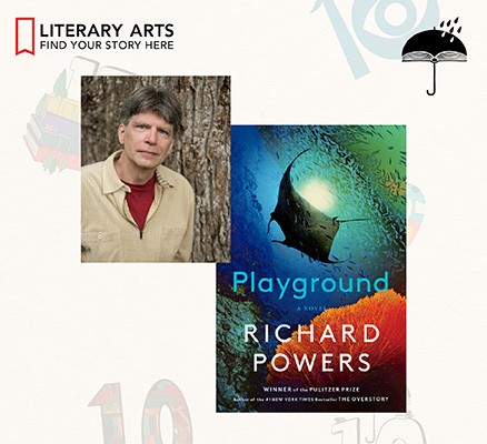 Photo of Richard Powers & book cover image of "Playground"