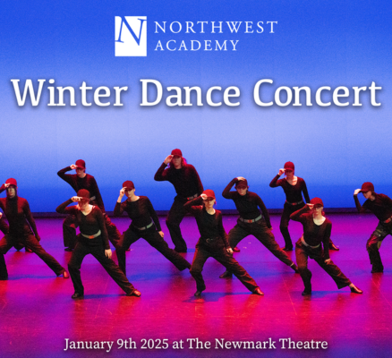 group of dancers on stage leaning to left with hands on hats