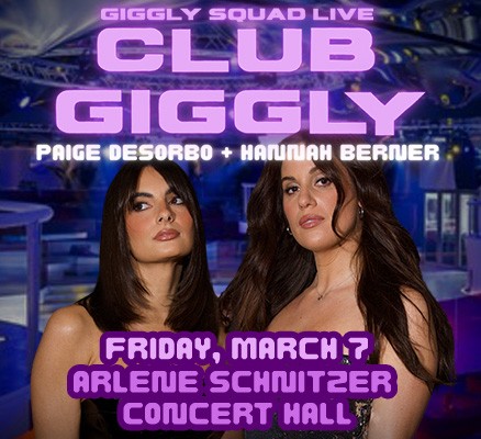 Photo of Paige DeSorbo and Hannah Berner (Giggly Squad) + text