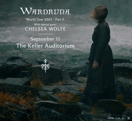 Photo of woman in dress at a rocky riverside + title text