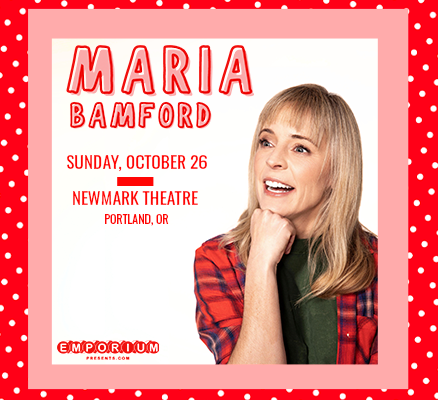 Photo of Maria Bamford + name in text