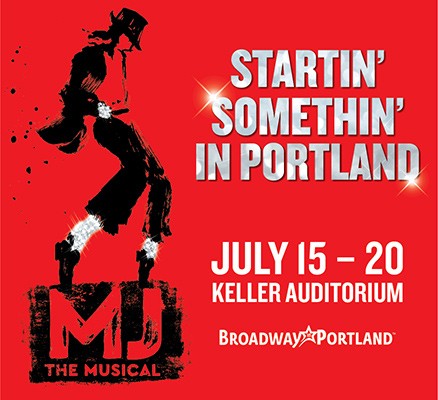 MJ The Musical title art: illustration of Michael Jackson dancing + title text