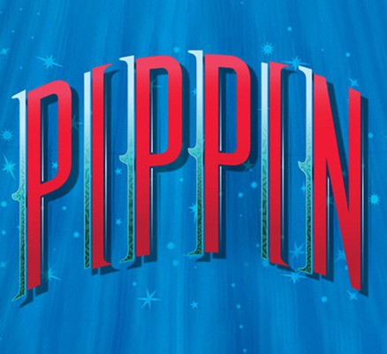 Stylized text of the word PIPPIN on a blue, sparkly background