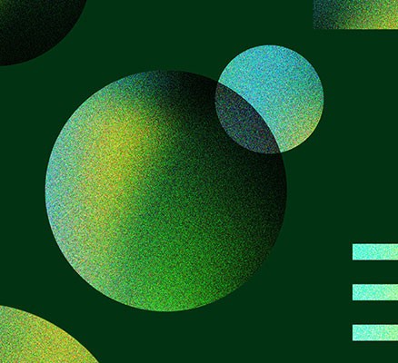 Image of geometric shapes (circles and lines) in shades of green & yellow
