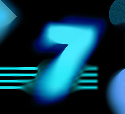 Image of geometric shapes and the number 7